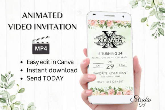 Birthday Invitation (Monogram Letter X): A Modern Script with Elegant Swirls