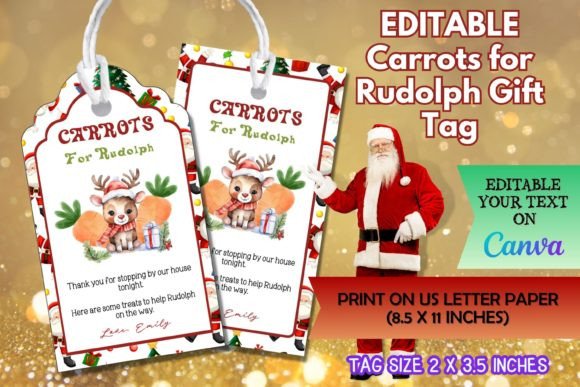 Editable Carrots for Rudolph Gift Tag: A Festive Design Asset