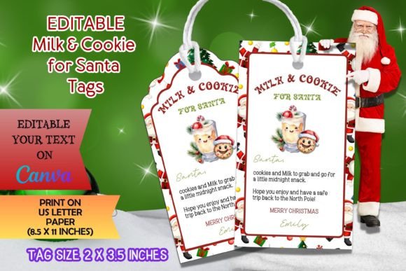 Editable Milk & Cookie for Santa Tags: A Festive Design Essential