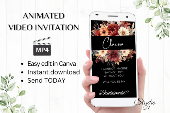 Fall Bridesmaid Proposal W3157M: The Animated Invitation