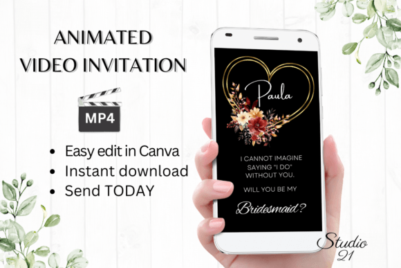Fall Bridesmaid Proposal W3159M: A Digital Invitation Template for Autumn Weddings