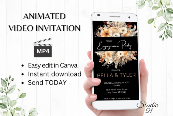 Fall Engagement Party Invite W1167: A Modern Design Asset