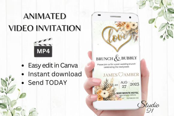 Fall Wedding Brunch Invite W9160: A Warm Digital Touch