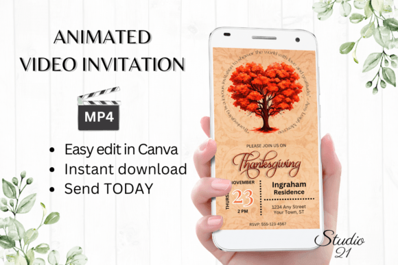 Smartphone Animated Thanksgiving Invite: Effortless Digital Gratitude