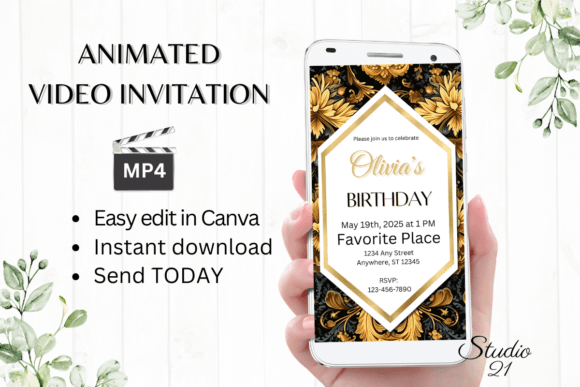 Smartphone Birthday Invite: Animated Elegance for Modern Celebrations