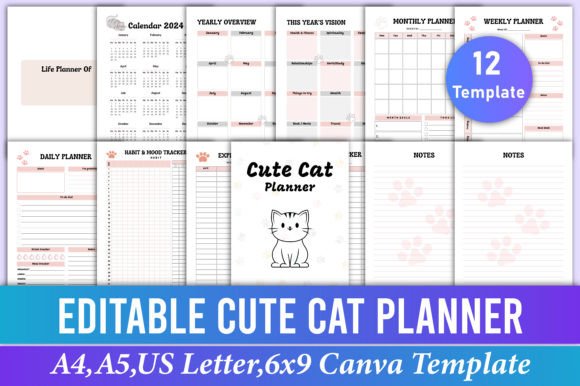 Your Ultimate Editable Cute Cat Planner Canva Template